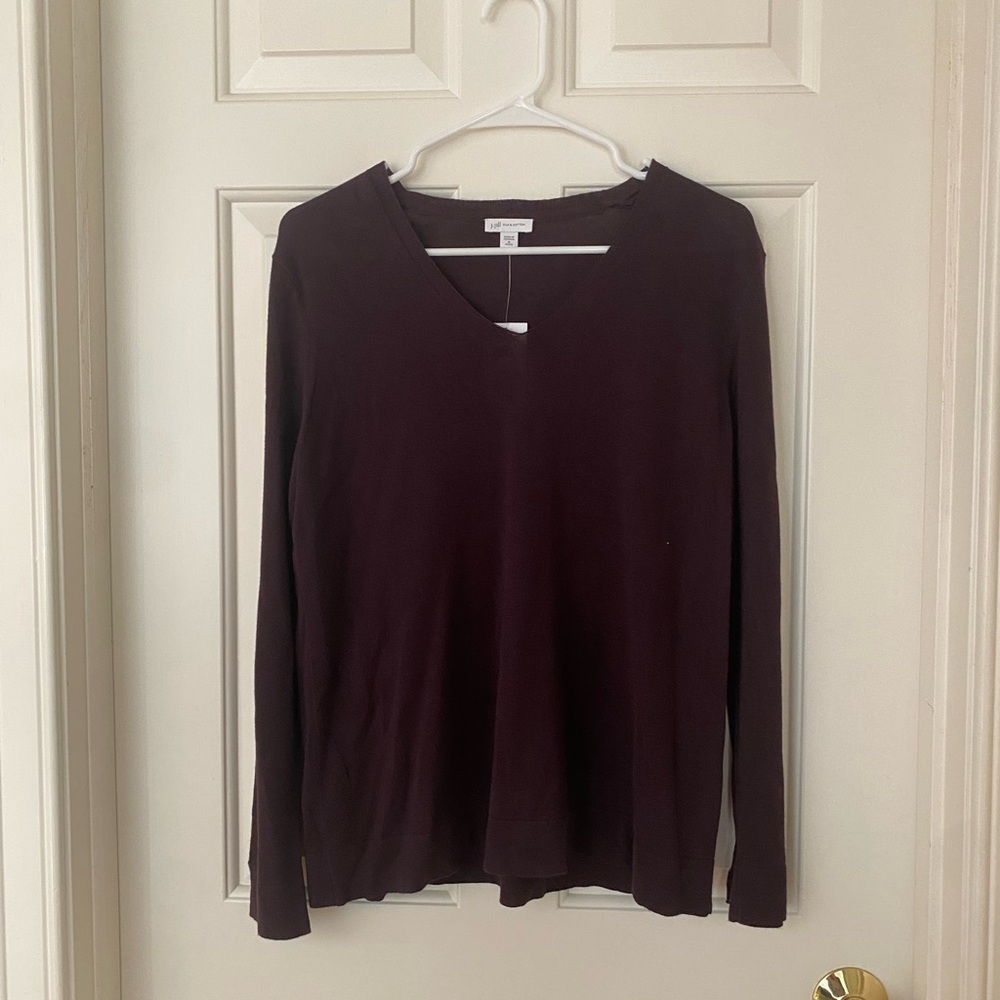 NWT J.Jill Dark Fig V-Neck Sweater